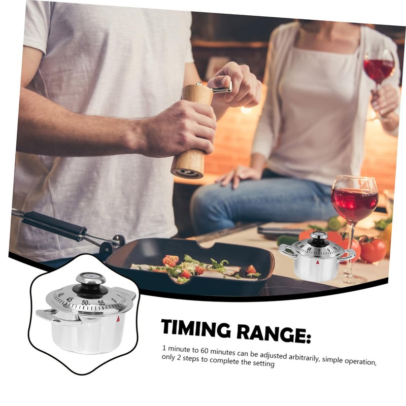 MAGICLULU 2pcs Cute Pot Shape Mechanical Kitchen Timer Cooking Timer