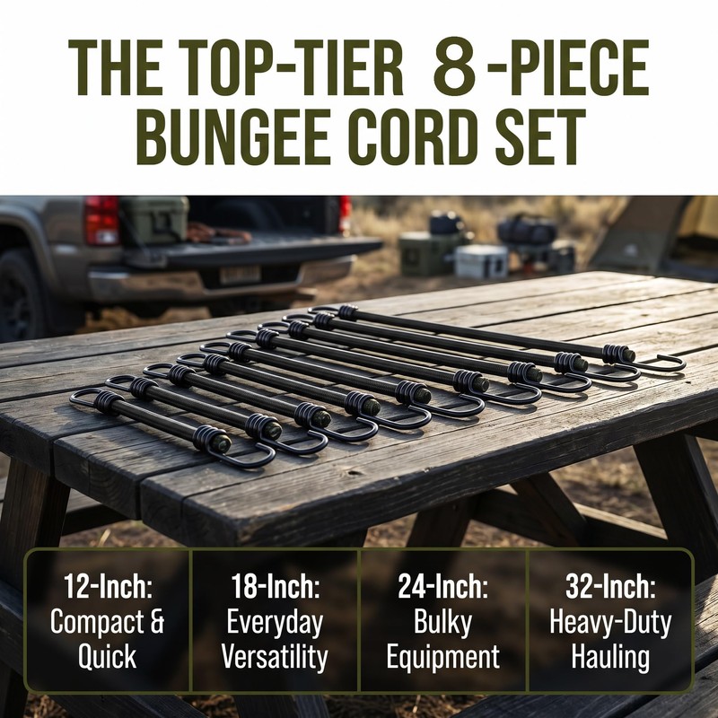 MTE 8Pack Bungee Cords With Hooks, 35KG Max Load Bungee