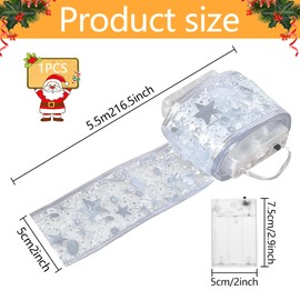 KOIROI Weihnachtsband Lichter, 5M 50 LED Weihnachtsband Lichterkette, Glänzende Bänder Lichterketten, Batteriebetriebene Weihnachtslichterkette, Weihnachtsbaum Deko Lichter, Weihnachtsbaum Band