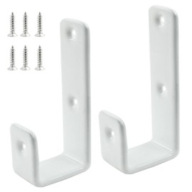 Waziaqoc 2 Pack Bed Ladder Hooks Brackets, 1 Inch J Hook Hanger with PVC Coated, 25 mm Heavy Duty Hardware Utility Hook, with Mounting Screws (White)