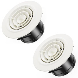 Hon&Guan 100 mm Ventilation Grille Round Adjustable with Plastic Insect Net Air Flow Outlet, ABS Exhaust Grille Round, Ventilation Cover Grille for Bathroom, Ceiling, Wall, Kitchen, White, 2 Pieces