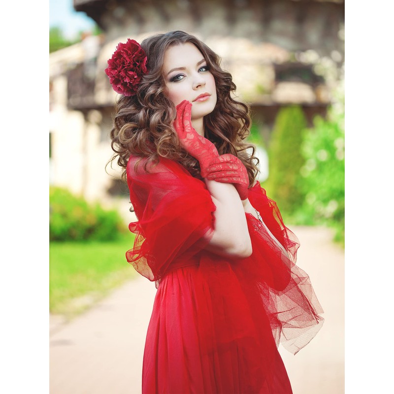 SATINIOR Lace Gloves for Women Tea Party Short Lace Gloves