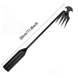 2 Pcs Black Handle Garden Weed Pulling Tool, Portable Weeder Tool Uprooting Weeding Manganese Steel Forged Hand for Vegetable Gardening Backyard Farm Planting & Weeding