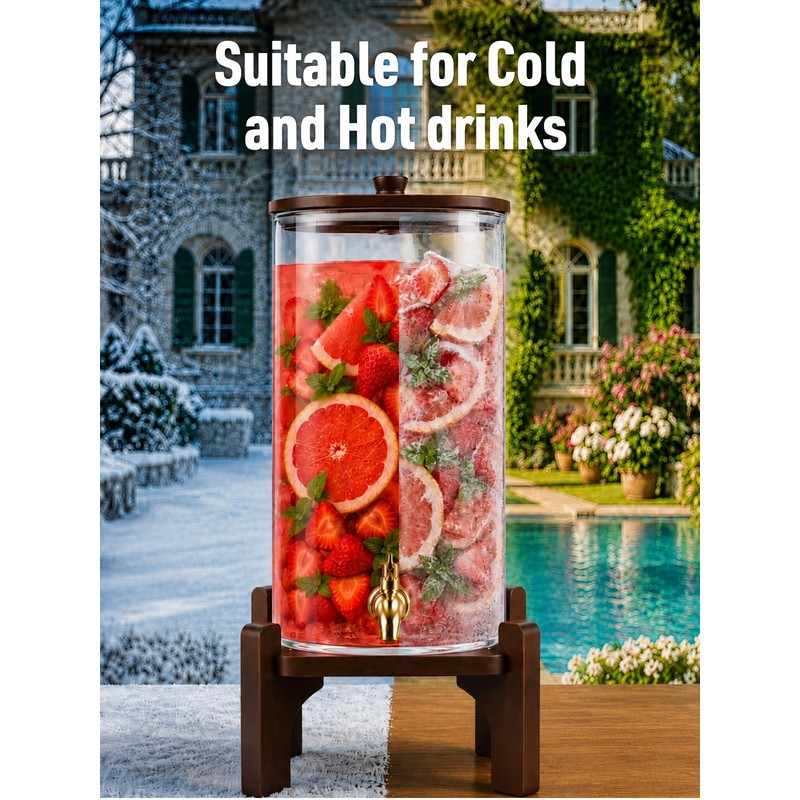 Drink Dispensers for Parties, Glass Beverage Dispenser with Stand