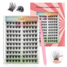 Pestañas Postizas Kit Completo DIY 100 Racimos, Pestañas Postizas Autoadhesivas con Pinzas, Kit De Extensión De Pestañas Reutilizables, No Necesita Pegamento y Quitamaquillaje