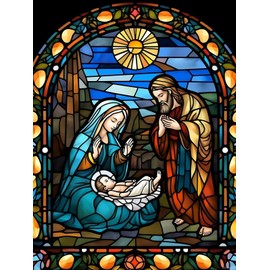 JXAVAXDE Jesus Diamond Painting Kits for Adults DIY 5D Jesus Nativity Stained Glass Diamond Art Kits Full Drill Diamond Dots Paintings with Diamonds Gem Art and Great Home Wall Decor Gifts 12x16 inch