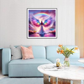 SJUTOUCI Diamond Art Painting Kits for Adults, Rainbow Angel Diamond Art Kits for Beginners, 5D DIY Full Drill Gem Craft for Home Decor Gift 12x12 inch/30x30cm