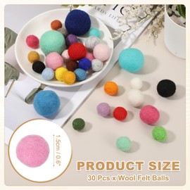 sourcing map 30 Pcs Wool Felt Balls Beads, 0.6 Inch Felt Pom Poms for Crafts, Handmade Pompoms Bulk Small Bead for Nursery Handicrafts and DIY Art Decoration, Pink