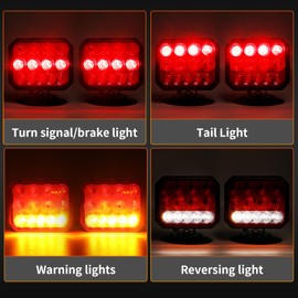 WUSHIXAN Wireless Trailer Lights Magnetic - Adjustable Magnetic Tow Light with 2 Mounting Options USB-C Rechargeable Towing Tail Light Kit Reverse Light for Trucks, Boat, RV, Vehicle, Caravan