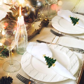 RTPURE Napkin Rings,6PCS Napkin Rings Exquisite Christmas Tree Design for Christmas Day,Wedding Party Decoration,Bridal Shower,Birthday, Baby Shower, Home Decor.