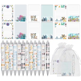 Beupy 24PCS New York City Retractable Ballpoint Pen with 24 Pcs Lined Sticky Note Notepads New York Souvenirs NYC Gifts Bulk for NY Lover Souvenirs Traveler Gifts Student School Office Supplies