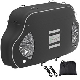 RVINGPRO Bike Cover for Transport on Rack - Bike Cover for 1 Bike on Rear Bike Rack, 600D Oxford Bicycle Cover Waterproof Outdoor Storage or Transportation for RV/ SUVS, with 2 Bungee Cords (L)