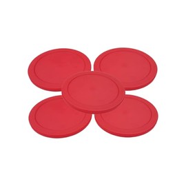 Air Hockey Pucks 2.5-Inch (63mm) – Lightweight Replacement Set for Small Tables – 4mm Thick, 11g (0.39oz) – Fast Smooth Glide – Red Plastic Pucks for Home Arcade Game