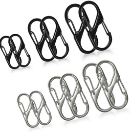 Changyeah 6 Sets Zipper Clip Theft Deterrent, S Carabiner Clips for Home, Hiking,Zipper Pull Replacement Backpack Anti Theft Zipper Lock Clip S Shaped Carabiner Keychain (Black,Silver, 3 Sizes)