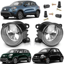 Prefer Warehouse Pair of Front Fog Lights RH LH Passenger Driver Side Compatible With Fiat 500 2-Door 2012-2018 & 500X 2019-2021 & 500L 2014-2020 Replaces CH2592152 68202187AA, black
