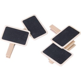 20 Pcs Wooden Mini Chalkboard Blackboard with Clip Message Chalk Board Tag Signs Clips Basket Labels Clip for Memo,Note Taking, Presentation Boards Dollhouse Accessories
