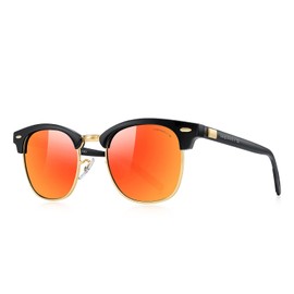 MERRY'S Unisex Polarized Aluminum Sunglasses for Men Women Semi Rimless Retro Brand Driving Sun Glasses