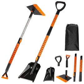 ZONETECH Extendable Snow Squeegee,Ice Scraper and Shovel 42" Lenght- Rotating Head, 3-1 Adjustable Frost Remover,Shoveling Tool with Ergonomic Handle Heavy Duty
