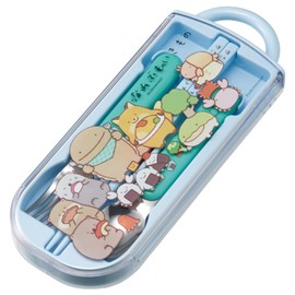 Skater TACC2AG Children's Bento Trio Set, Chopsticks, Spoon, Fork, Kids' Cutlery, Antibacterial, Easy to Open Slide Type, Made in Japan