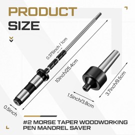 Hicarer 2mt Pen Mandrel Pen Turning Kits for Woodturning with Mandrel Saver and 5 Bushings Gifts for Crafts Lovers Christmas