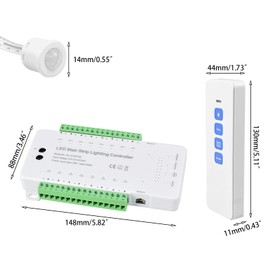 9 Modes LED Motion Sensor Stair Light Controller DC12-24V Speed Brightness Adjustable Stair Light Controller with Time Delay Setting Stair Light Automatic Controller (16 Channels with remote control)