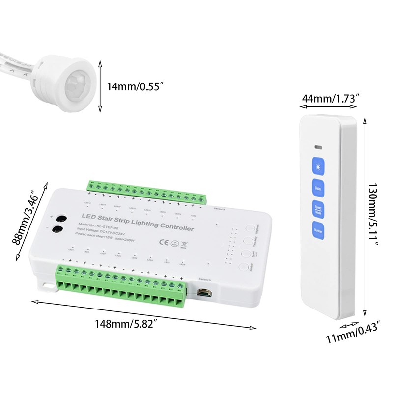 9 Modes LED Motion Sensor Stair Light Controller DC12-24V Speed