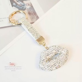 RANXIZY Hot Lips Lipstick Rhinestone Keychain Charm,Women Bling Keychain for Car Keys,Purse,Handbag (Clear)