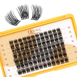 QUEWEL Pack of 84 Eyelash Clusters, Mix 10-16 mm Lash Cluster, Individual Eyelash Extensions, Soft and Lightweight, Hardly Noticeable Eyelash Presence, DIY Eyelash Extensions for Beginners at Home