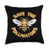Bee Pollinator Garden Wildlife Flowers Bee Throw Pillow