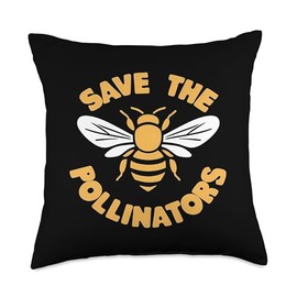 Bee Pollinator Garden Wildlife Flowers Bee Throw Pillow