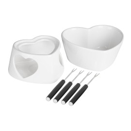 Premier Housewares Venus Fondue Set-Dolomite-White, Stainless Steel, 13 x 15 x 7 cm
