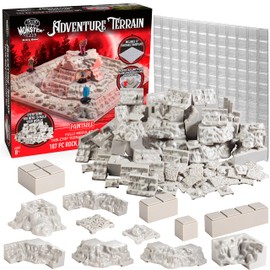 Monster Adventure Terrain 107 Piece Paintable Rock Formation Expansion Set - Fully Modular and Stackable 3-D Tabletop World Builder