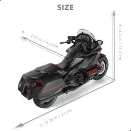 Risopen 1:12 Motorcycle Model Compatible for Honda Glodwing Alloy Diecast Motorcycle Model Toy Mini Moto Gift (Black)