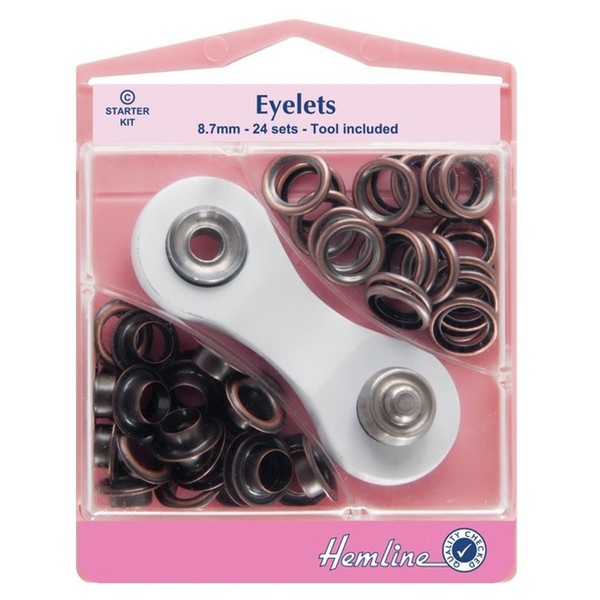 Hemline Bronze Eyelet Starter Kit 8.7mm (24 sets) With Metal