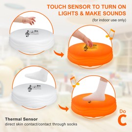 HvaJvny Light Up Musical Toys, Touch Sensitive Jumping Toy, LED Floor Tiles Kids Games, Interactive Active Toddler Toys with Piano Sounds, Orange(Do)