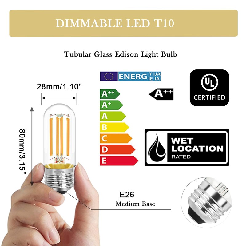 NOVELUX 3.2 Inch E26 LED Bulb 60 Watt Equivalent, 2700K