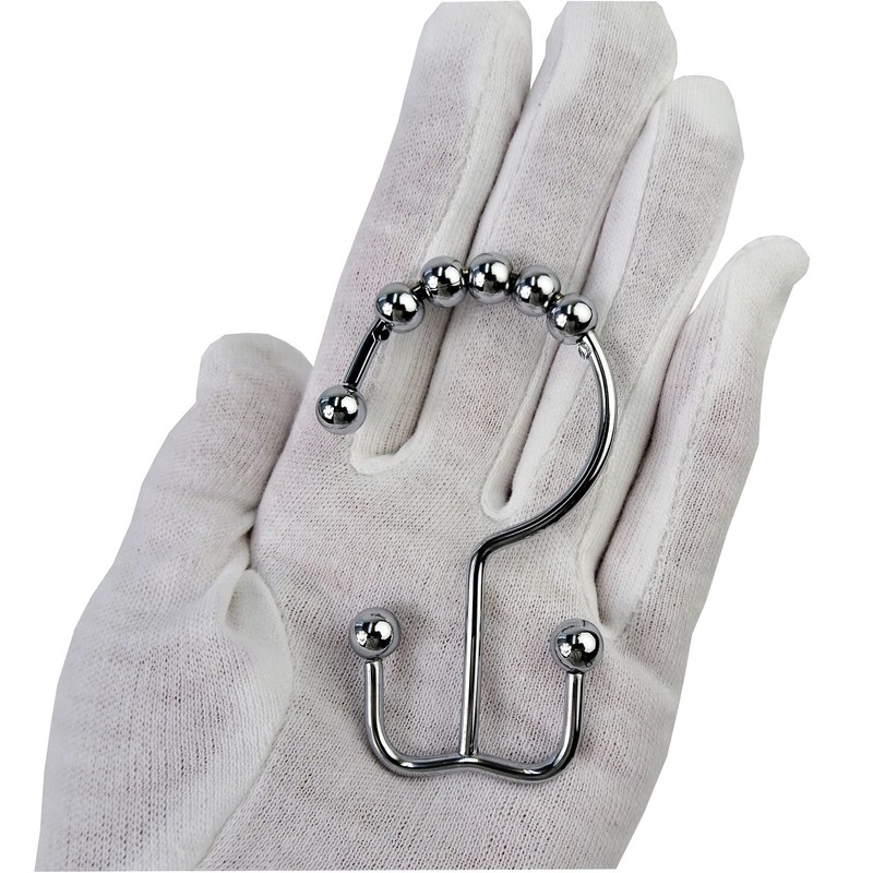 C-POSH Shower Curtain Hooks Double Hooks with Smooth Ball Shower