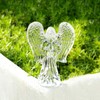 NaneTidy Glass Angel Figurine Clear Glass Wing Angel Paperweight Desktop