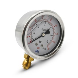 DOJA Barcelona | Water Pressure Gauge 0-4 Bar | 1/4 Inch Glycerine Pressure Gauge | Diameter 63 mm | Vertical Connection | Water Pressure Gauge | Water Pressure Gauge, Hydraulic Pressure Gauge, Gas