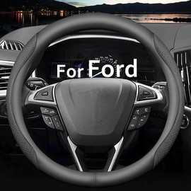 HAOTULE Funda de piel de napa delgada y elegante para volante, para Ford Volante, accesorios de modificación interior, negro