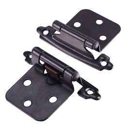 INCREWAY 1 Pairs Overlay Cabinet Hinge with Screws, Self-Closing Decorative,Face Mount, for Variable Overlay Kitchen Cabinet Doors(Black)