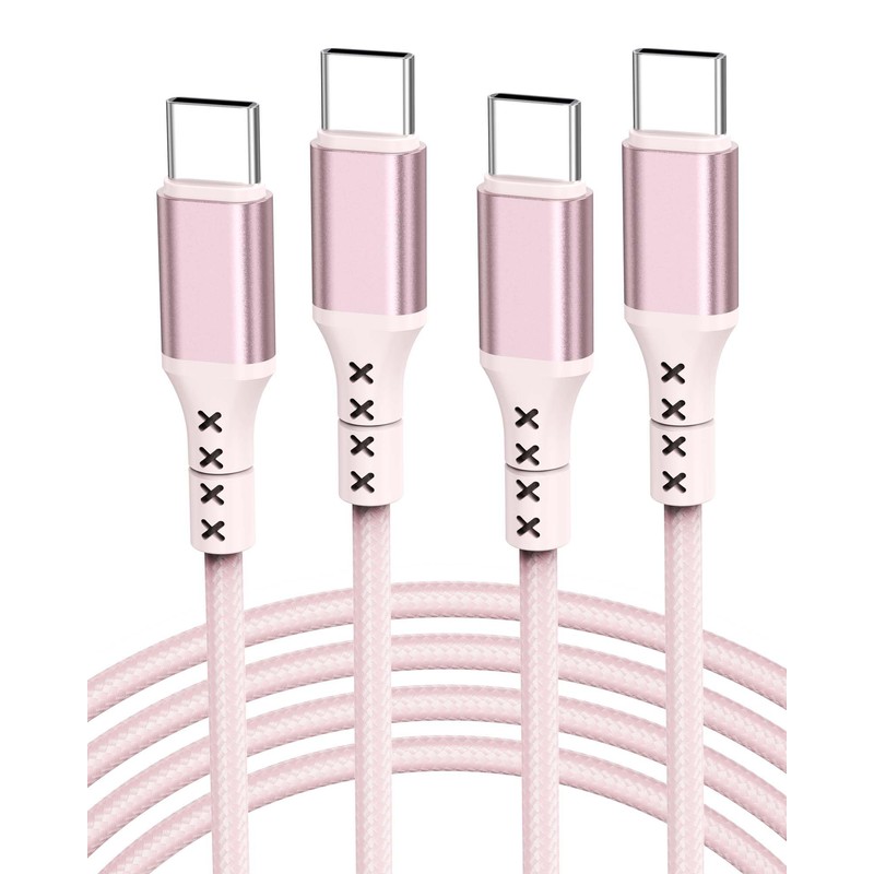 USB C Cable 15FT 2-Pack,Pink USBC 60W Fast Charging for