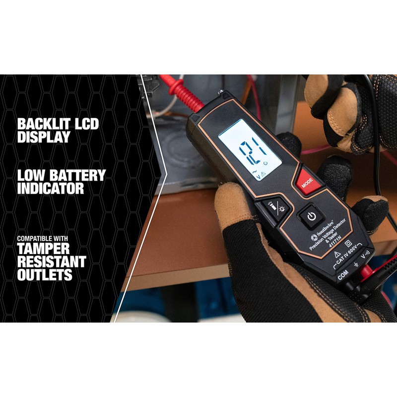 Southwire Tester LCD 600VAC/VDC NCV - Auto Detects AC or