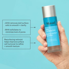 Murad Daily Clarifying Peel – Retinoid, Salicylic and Glycolic Acid, AHA/BHA Exfoliating Liquid Solution for Softer, Smoother, Hydrated, Pore-Refined Skin – 3.2 Fl Oz