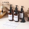 Stylish Shampoo Bottles Refillable with Pump,(5Pack) Amber Shampoo and Conditioner
