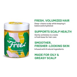 BareSoul FREE Body & Hair Scrub 11.6 Oz | 330g - Natural Exfoliating Scalp Scrub and Body Scrub for Deep Cleansing, Gentle Exfoliation, and Nourishment with Sea Salt and Essential Oils