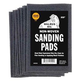 WALRUS OIL - Non-Woven Sanding/Polishing Pads for Woodworking and Metal Buffing, Size 6"x9" - Pack of 10 (400 Grit)