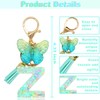 Alphabet Initial Letter Keychains for Women Green Tassel Butterfly Pendant