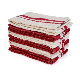 COTTON PULSE Terry Dish Towels, Pack of 6, 30 x 50 cm, Highly Absorbent Kitchen Cleaning Cloths 12"X20" Marron