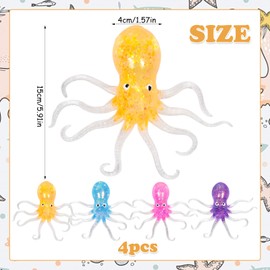 Pack of 4 Stress Ball Octopus, Squishy Anti-Stress Balls, Anti-Stress Toy, Octopus Squeeze Ball, Anti-Stress Ball Toy Children and Adults, Squishy Ball, Fidget Toy for Party Bags Filler